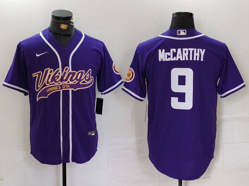 Men Minnesota Vikings 9 Mccarthy Purple Joint Name 2024 Nike Limited NFL Jersey style 1